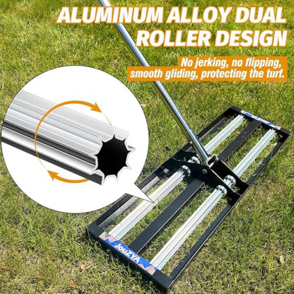Updated Lawn Leveling Rake 40"x10", Yard Leveling Rake with Aluminum Roller - size: 40''x10'' Black