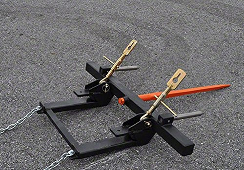 Bucket Hay Bale Spear Attachment w/ 49" Prong & Stabilizer Spikes. Rated 3000 Lb - Sr.2 - size: 1 x 49"