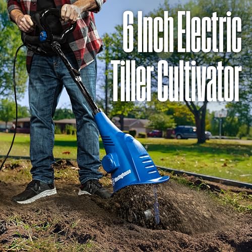 Westinghouse 6-Inch, 2.5 Amp Corded Electric Mini Tiller Cultivator for Gardening, Lightweight, 4 Steel Blades - style: 6 in. Mini Tiller