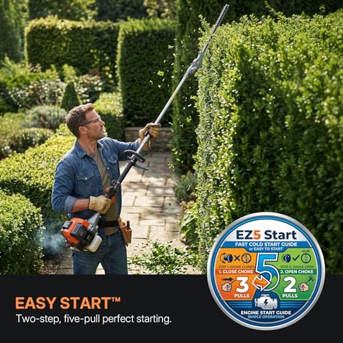 WORKIT 43cc 5-in-1 Gas Weed Wacker 17" Hedge Trimmer,Brush Cutter,Pole Saw - size: 43 cc