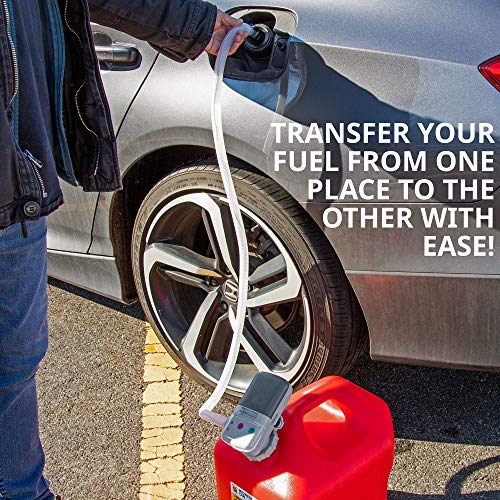 Deway Battery Powered Fuel Transfer Pump, Gas Can Pump, 51" Hose - style: Auto Stop Nozzle w/ 51" Plastic Hose