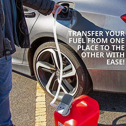 Deway Auto Fuel Transfer Pump, AA Battery, Auto-Stop, Beep Alert, Screw Cap - style: Auto-Stop & Beep Nozzle w/ 51" Plastic Hose