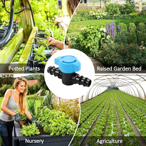 8 Pack Drip Irrigation 1/2 Inch Barbed Shut Off Valve, Drip Line 1/2" In-Line Ball Valve Parts for 1/2 Inch 16mm Drip Irrigation Tubing for Drip Sprinkler Systems - size: 1/2" Barbed Valve