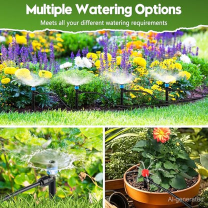 110FT Drip Irrigation System Kit, Automatic Garden Watering System - size: 17FT Main tube+ 93FT 1/4'' tube