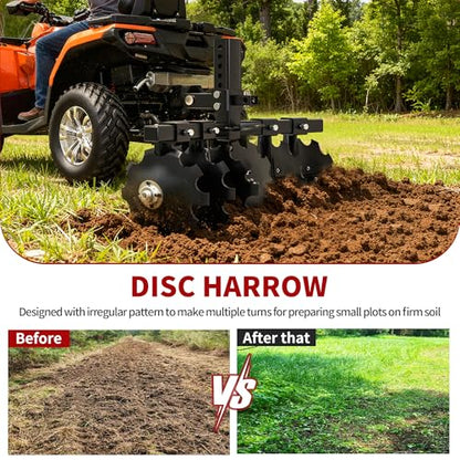 YITAMOTOR 28" Width Disc Plow Harrow with 2" Receiver Mount for ATV/UTV