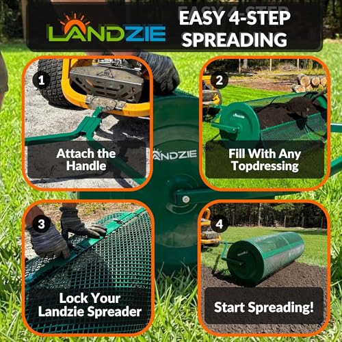 Compost Spreader 60 Inch Tow Behind, Peat Moss Roller - Landzie - size: 60 Inches