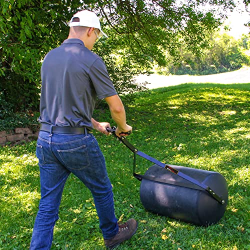 Brinly 270 lb. Combination Push/Tow Poly Lawn Roller with Easy-Turn Tethered Plug, 18 by 24" - Flat Black - color: Flat Black