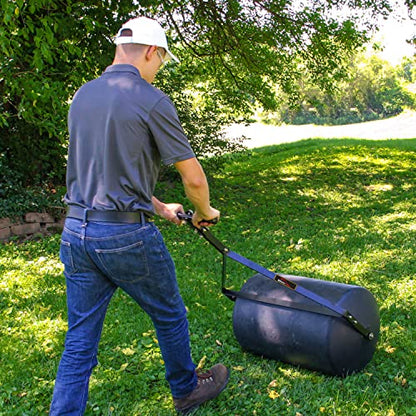 Brinly 270 lb. Combination Push/Tow Poly Lawn Roller with Easy-Turn Tethered Plug, 18 by 24" - Flat Black - color: Flat Black