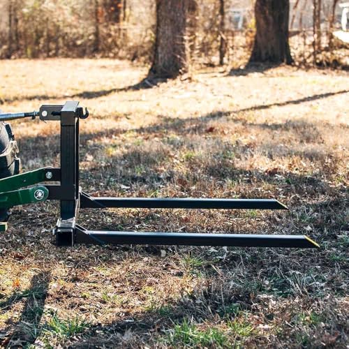 Heavy Duty 1500 LBS Capacity 3 Point Hitch Pallet Fork for Material Handling - Adjustable Pallet Fork Attachments for Category 1 Tractors
