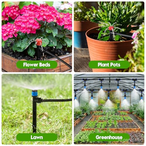 240FT Drip Irrigation System Kit, Automatic Garden Watering System - size: 40FT Main tube+200FT 1/4'' tube