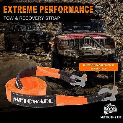 METOWARE Heavy Duty Tow Strap Offroad Recovery Kit, 3" x 30ft - color: Orange, size: 3"x30ft | Strap