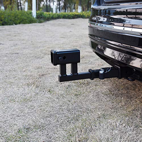 TOPTOW Trailer Hitch Extender Adapter, 2" Receiver, 4-1/4 inch Rise/Drop, 1-1/4 inch Solid Shank, 8-5/8" Extension