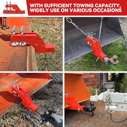 Upgraded Red Clamp on Tractor Bucket Hitch Receiver, 2" Receiver Adapter