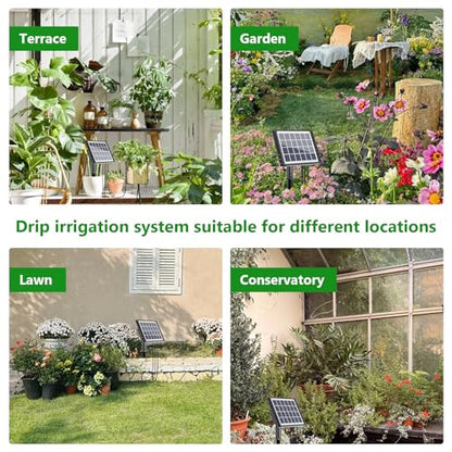 49FT Solar Drip Irrigation System Kit, Auto Watering for 15 Pots - size: 49FT Irrigation System-15 Pot