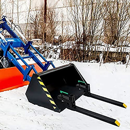 60" 4000 LBS Clamp On Pallet Forks Heavy Duty Forks for Tractor Loader Bucket,43''Without Stabilizer Bar - size: 43''without Stabilizer Bar