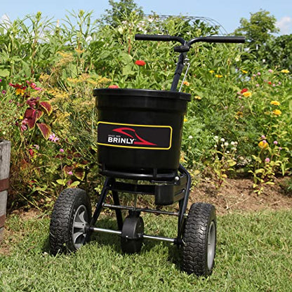 Brinly P20-500BHDF-A Push Spreader with Side Deflector Kit and Hopper Grate, 50 lb. Capacity - Flat Black - color: Flat Black