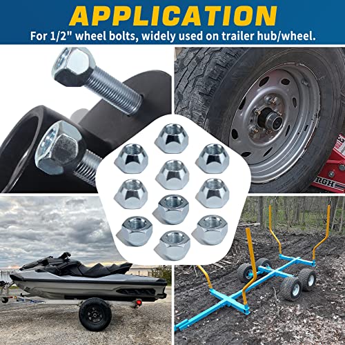 10pcs 1/2''-20 Trailer Lug Nuts Galvanized - color: KIT#5-1 (10Pcs Hub Nuts)