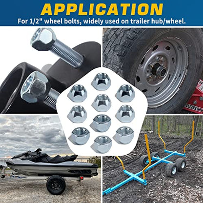10pcs 1/2''-20 Trailer Lug Nuts Galvanized - color: KIT#5-1 (10Pcs Hub Nuts)
