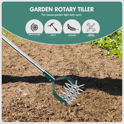 YEELOR Rotary Cultivator Garden Tool with Durable Aluminum Gears