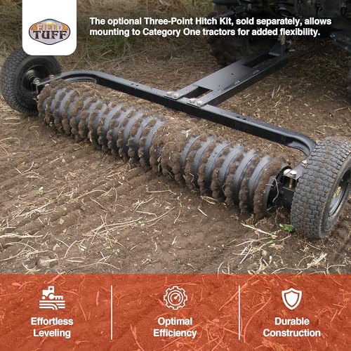 Field Tuff 48 Inch Cultipacker 3 Point Hitch Black Durable Agricultural Implement for Soil Preparation and Seed Bed Firming, Black