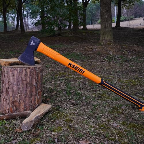 KSEIBI 36-Inch Splitting Axe - Forged Carbon Steel, Wood Chopper & Kindling Axe for Chopping, Heavy-Duty Maul with Ergonomic Fiberglass Handle, Shock Reduction, Anti-Slip Grip - style: 36-inch Chopping Axe