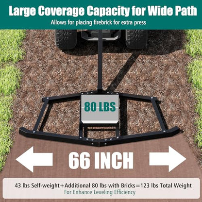 Goplus 66" Wide Driveway Drag, Tow Behind Landscape Leveling Rake w/Reinforced Bars, Driveway Grader for ATV, UTV, Heavy-Duty Garden Lawn Tractors Gravel Level for Soil, Sand, Gravel Roads - size: 66 in
