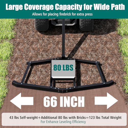DREAMADE 66" Driveway Drag Harrow, Tow Behind Landscape Harrow - size: 66"