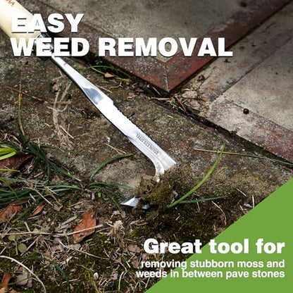 WORKPRO Crack Weeder, 12" Stainless Steel Crevice Weeding Tool with Ash Wooden Handle