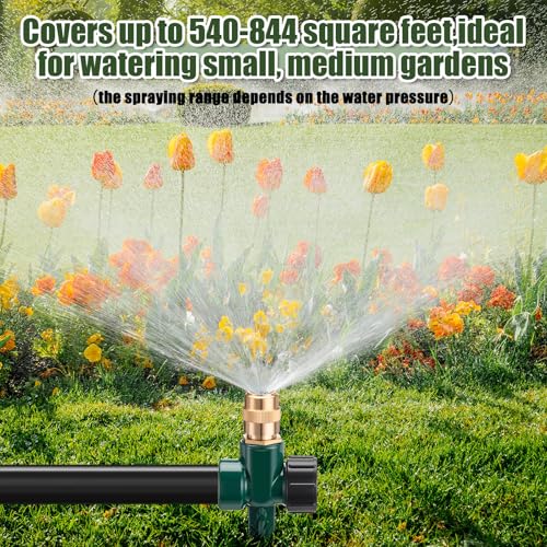 Tioncy 4 Pack Metal Lawn Sprinklers with Adjustable Brass Nozzle, Green - color: Green