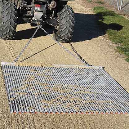 Yard Tuff 455TBDM ATV/UTV 5 Feet by 4.5 Feet Zinc and Steel Field Surface Leveling Drag Mat with Tow Chain and Tow Ring for Lawn, Silver - size: 4.5 x 5'