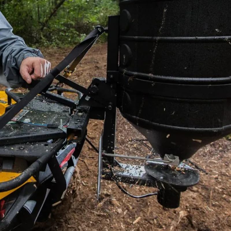 MAXXTUFF ATV Spreader with Manual Feed Gate, 100 lb Capacity Broadcast Seeder, 12V Motor, Spreads Seed, Fertilizer & Corn, Universal ATV Mount with Quick-Release & Deflection Shield