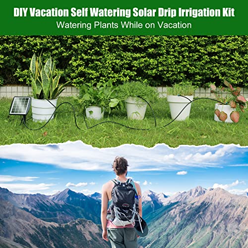 Solar Automatic Drip Irrigation Kit System, JIYANG Solar Powered Auto Easy DIY Watering Device Supported Pots Plants, 6-12 Timing Modes With Anti-Siphoning Device (Expansion Kit/Extra Accessories Kit)