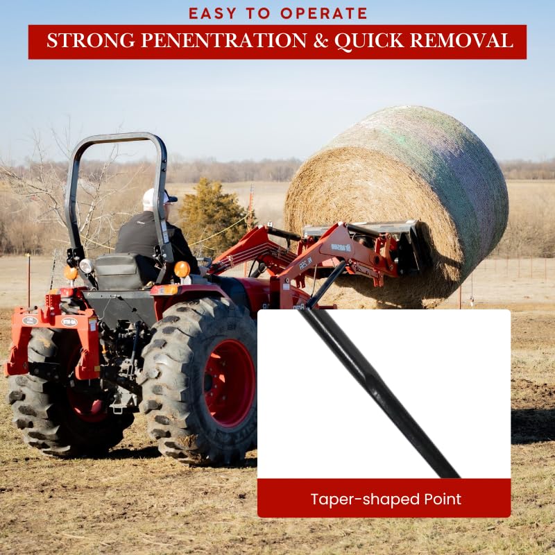 Ag Rite 32 Inch Threaded Conus 2 Bale Spear with Sleeve, Black, M30 Thread - size: 32 Inch