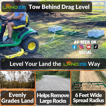 Drag Harrow 6 FT, Tow Behind Driveway Grader - Landzie - style: 6' Level