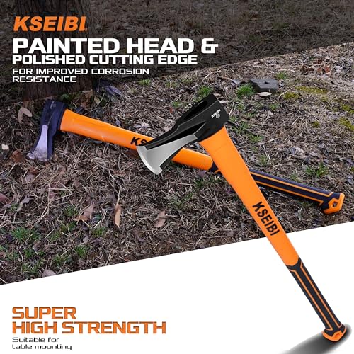 KSEIBI 36-Inch Splitting Axe - Forged Carbon Steel, Wood Splitter & Kindling Axe for Chopping, Heavy-Duty Maul with Ergonomic Fiberglass Handle, Shock Reduction, Anti-Slip Grip - style: 36-inch Splitting Axe