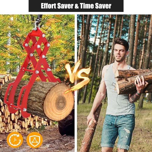 Garvee 36 in Log Grabber, Log Lifting Tongs, Skidding Log Lifting Tongs Timber, Heavy Dut Solid Steel Swivel Dragging Steel Tongs Log Lifting Lumber Skidding Tongs Logging Grabber(4 Claw) - size: 36 in-4 Claw