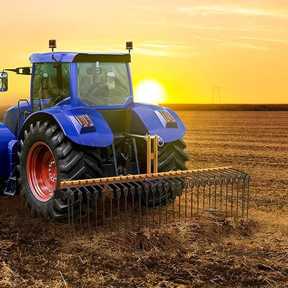 YITAMOTOR 72" Tow Behind Landscape Rake, 3 Point Pine Straw Rake for CAT 1 - size: 72 Inch - Yellow