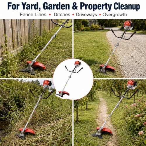52CC Gas Weed Wacker, 2-in-1 String Trimmer & Brush Cutter