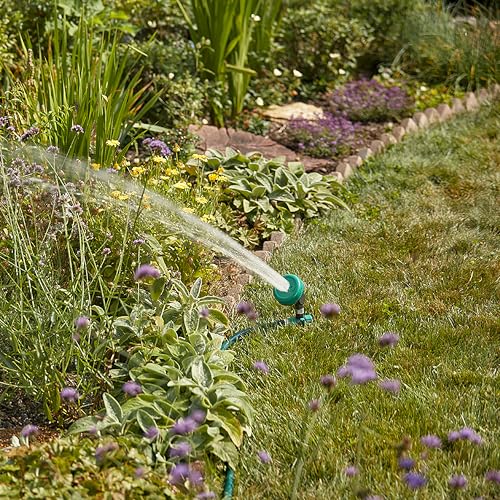 Gilmour Adjustable Spot Sprinkler with Spike Base, Pivoting Multi Pattern Sprinkler Head for Targeted Coverage in Flower Beds and Vegetable Gardens