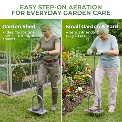 Walensee 4-Row Lawn Aerator Tool with 20 Steel Spikes for Small Yards - style: 4-Row Spikes
