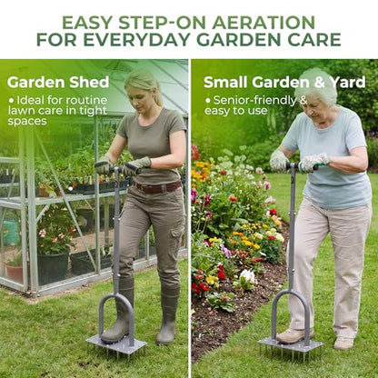 Walensee 4-Row Lawn Aerator Tool with 20 Steel Spikes for Small Yards - style: 4-Row Spikes