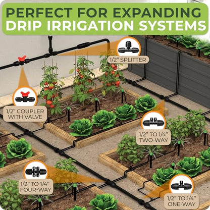 CARPATHEN 1/2” Splitters for Quick Connect Drip Irrigation System, Parts
