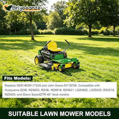 539117245 Deck Belt for Husqvarna Z246 RZ4623 RZ46i RZ4619 RZ4621 RZ 4623 RZ 5422 RZ 5424 Mowers with 46" Deck Replace M118756 539 11 72-45（5/8" x 123"） - size: 123"L x 0.625"W
