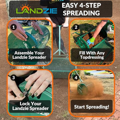 Compost Spreader 24 Inch, Peat Moss & Top Soil Roller - Landzie - size: 24 Inches