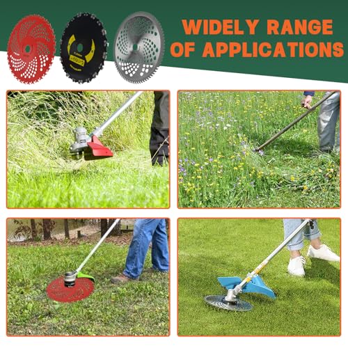 9" x36T/9 x20T/10 x80T/10 x3T Carbide Tip Weed Eater Blades with Adapter
