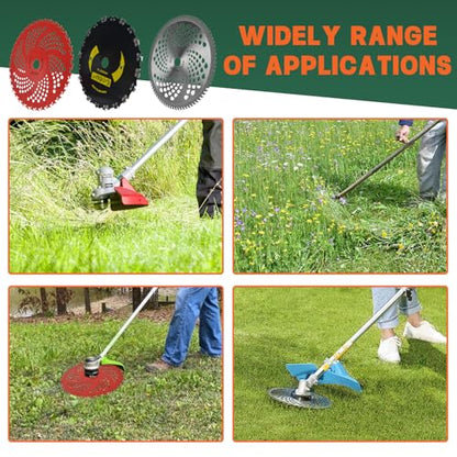 9" x36T/9 x20T/10 x80T/10 x3T Carbide Tip Weed Eater Blades with Adapter
