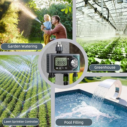 Sprinkler Timer 4 Zone, Programmable Water Timer for Garden Hose with Rain Delay, Manual and Automatic Irrigation Controller System, 4 Outlets Timed Irrigation Controller System for Lawn - size: 4 Outlet
