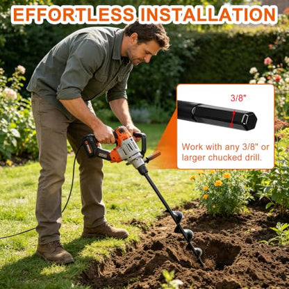 Auger Drill Bit for Planting Set,2 Pack 1.6"x16" & 3.5"x16" Spiral Post Hole Diggers for 3/8" Hex Drive Drill,Garden Spiral Hole and Bulb Planter Tool,Perfect for Bulbs,Fence Posts,Umbrella Holes - size: 1.6"x16"+3.5"x16"