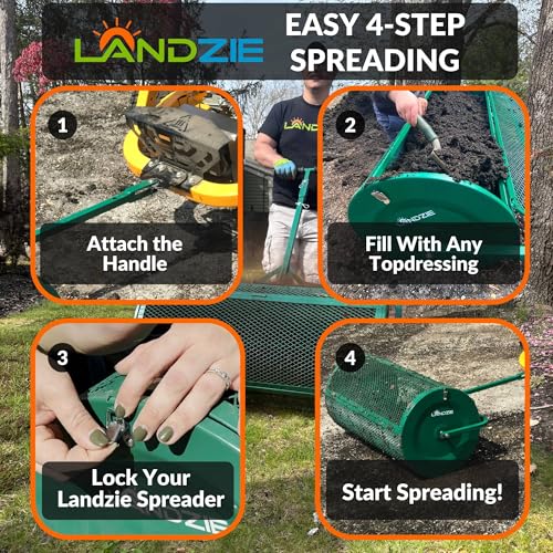 Compost Spreader 36 Inch, Peat Moss & Top Soil Roller - Landzie - size: 36 Inches