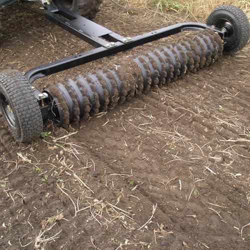 Field Tuff 48 Inch Cultipacker 3 Point Hitch Black Durable Agricultural Implement for Soil Preparation and Seed Bed Firming, Black